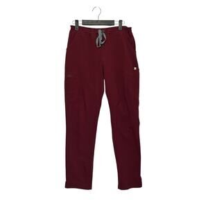 FIGS Yola Skinny Scrub Pants Women's Sz S Burgundy Drawstring Healthcare Classic